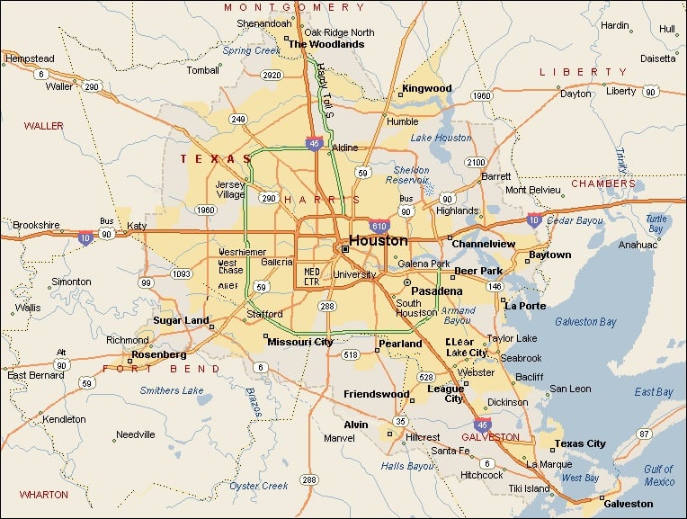 Houston Area County Map Tsha | Harris County